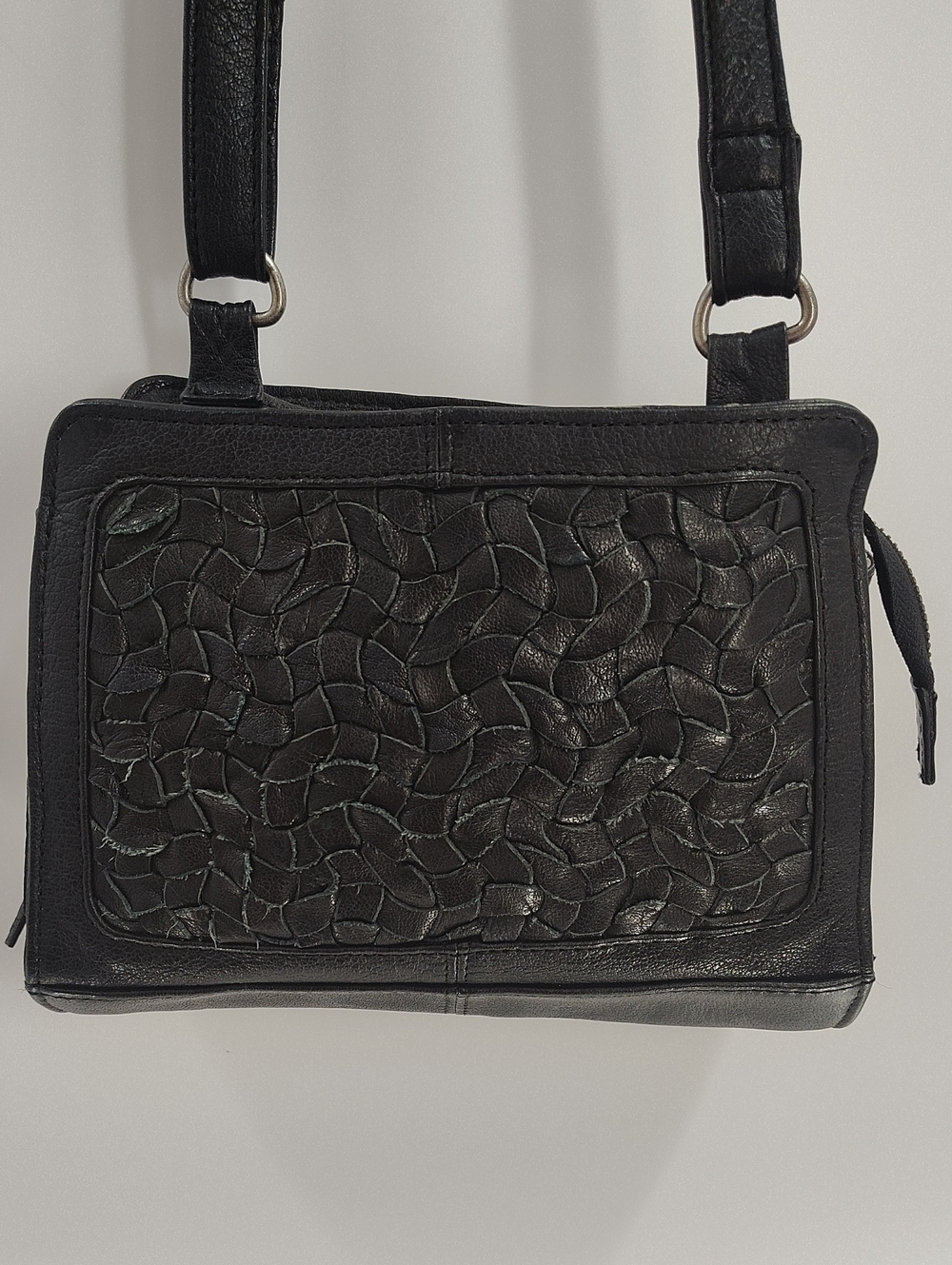 Day & Mood Woven Mini Leather Crossbody Bag Textured Front